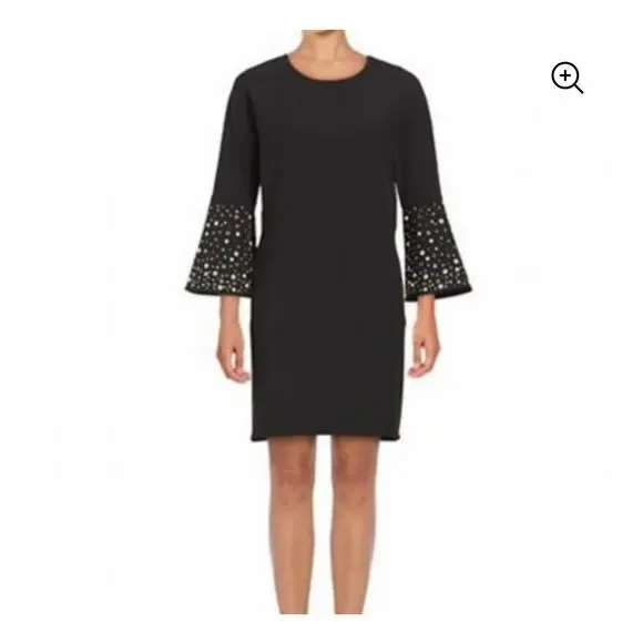 NEW Belle by Badgley Mischka Grommet Bell Sleeve Dress - Picture 2 of 10